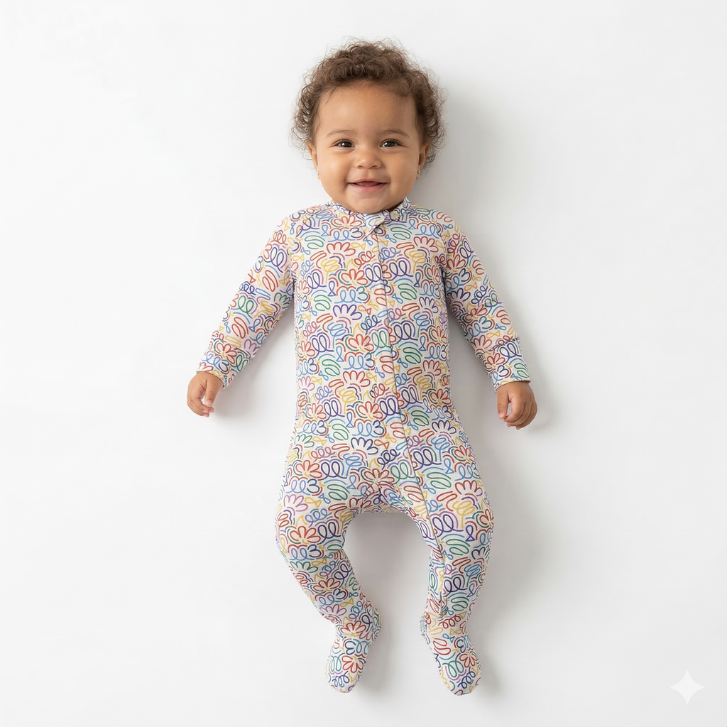 Pijama enteriza de pies convertible.