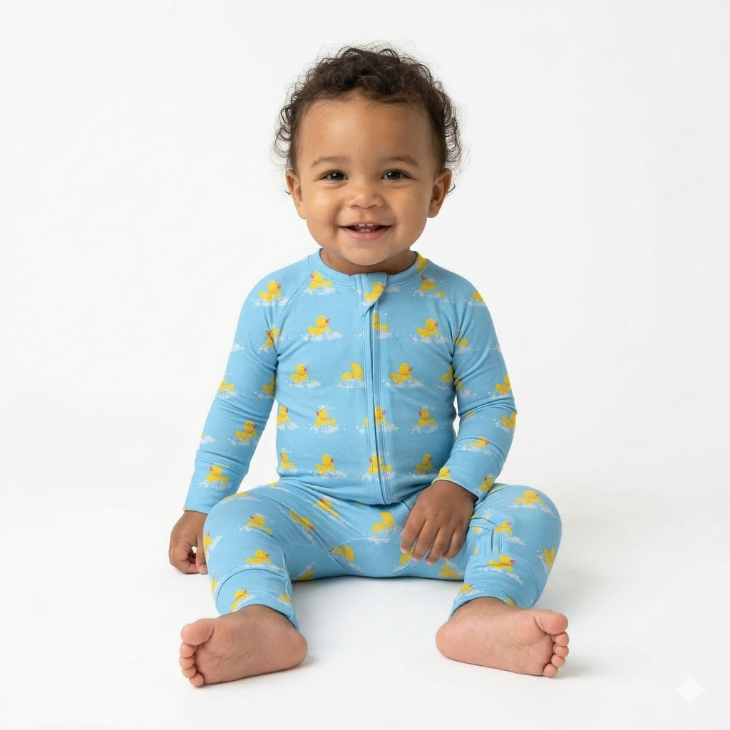 Pijama enteriza de pies convertible.