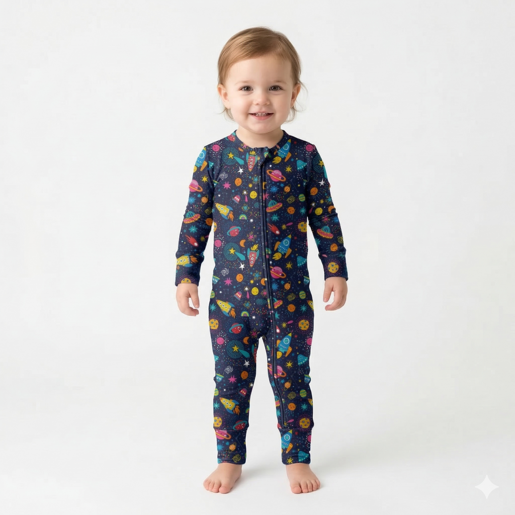 Pijama enteriza de pies convertible.