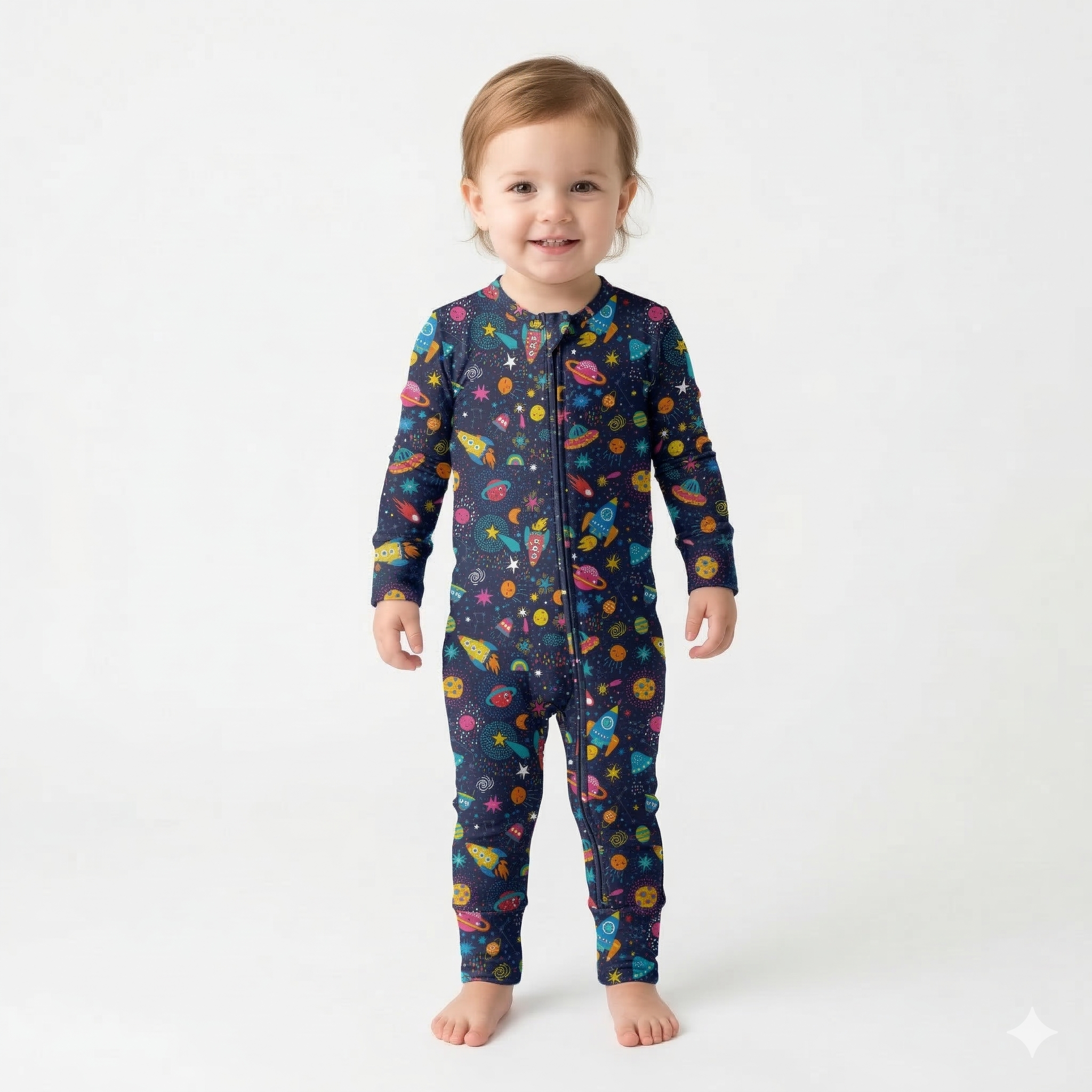 Pijama enteriza de pies convertible.