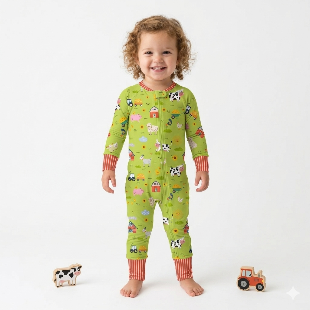 Pijama enteriza de pies convertible.